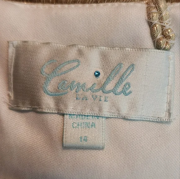 Camille Dress Metallic Sweetheart Rhinstone Maxi Champagne Plus Size 14 - Picture 12 of 17